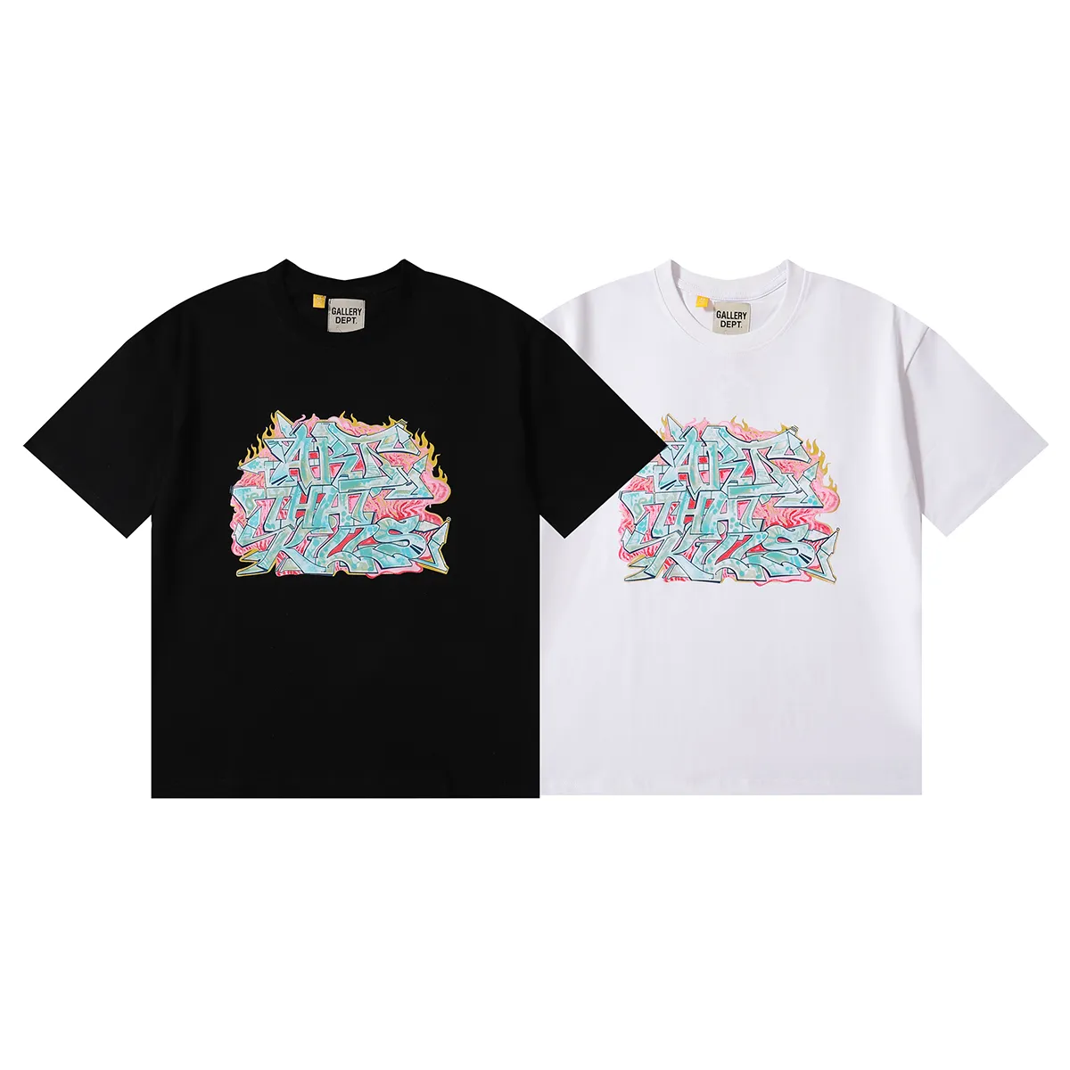 No. 6055, Meichao Gallery Dept ATK GRAFFITI art graffiti printing high quality double yarn pure cotton casual short-sleeved T-shirt batch 104 Color: black, white; Size: S M L XL